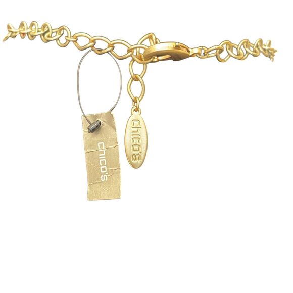 CHICO'S STUNNING HAMMERED GOLD NECKLACE NWTS - Picture 6 of 15